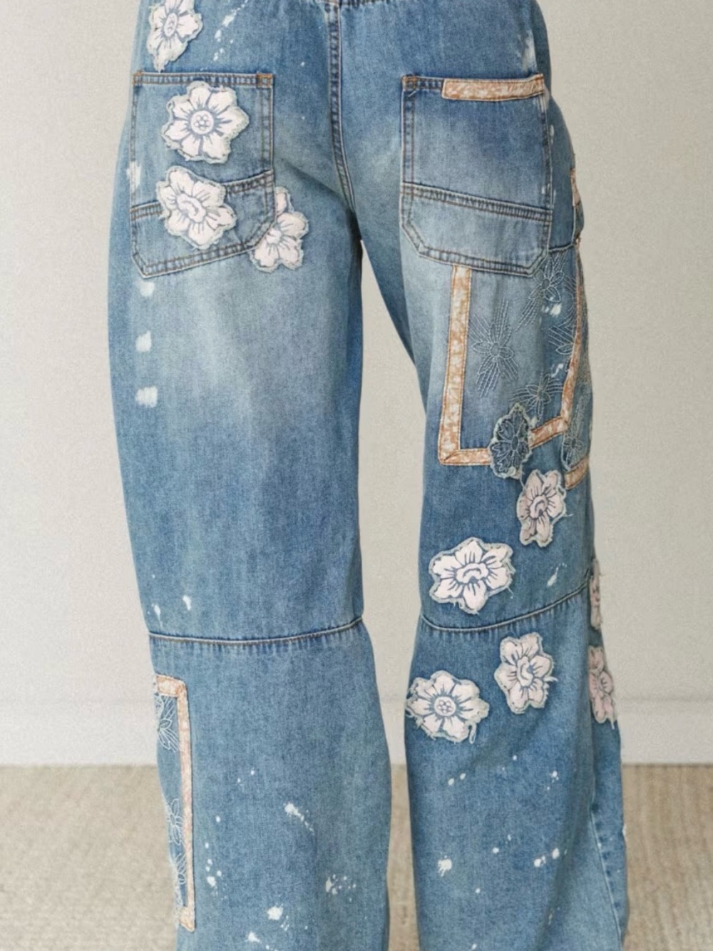 NWOT Oli & Hali Vintage Bloom Patchwork Denim Pants - Picture 5 of 8